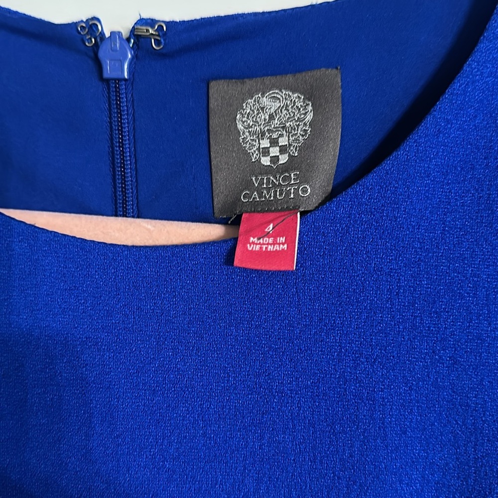 Vince Camuto A-Line Shift Dress Women's Size 4 Royal Blue Slit Sleeve Stretch - Picture 5 of 6